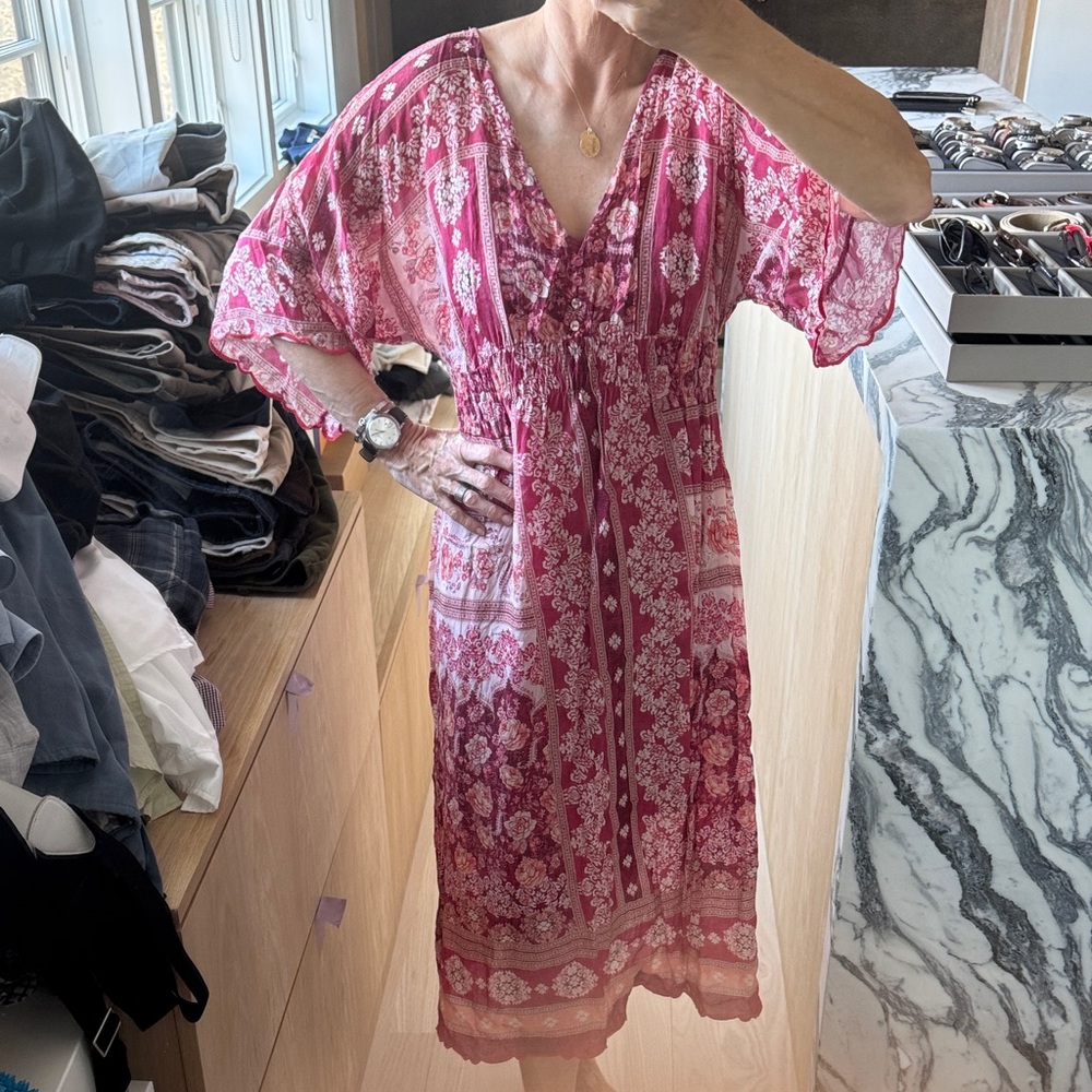 Johnny Was Pink Floral Dress with slip